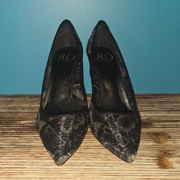 JLO Heels - Size 8 - Black/Gray Marble - Picture 1 of 4